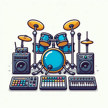 Musical instruments set. Vector illustration of a musical instrument set.のイラスト素材