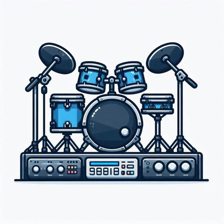 Drum set. Musical instruments. Vector illustration in cartoon style.のイラスト素材