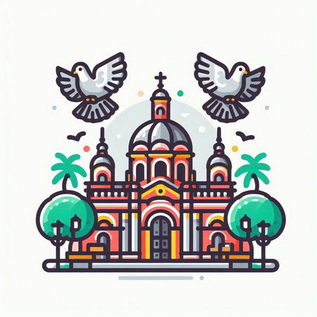Church of the Holy Trinity, St. Petersburg, Russia. Vector illustrationのイラスト素材