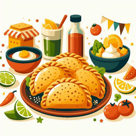 Vector illustration of a set of food for the Jewish holiday Purimのイラスト素材