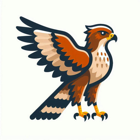 Vector illustration of a hawk on a white background. Hand drawn style.のイラスト素材