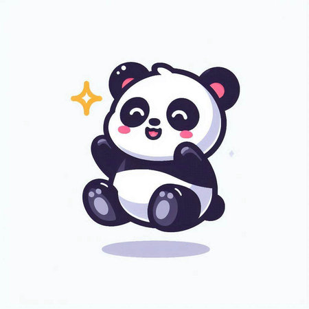 Cute panda sitting on the floor. Vector illustration in cartoon style.のイラスト素材