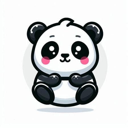 Cute cartoon panda vector illustration. Isolated on white background.のイラスト素材