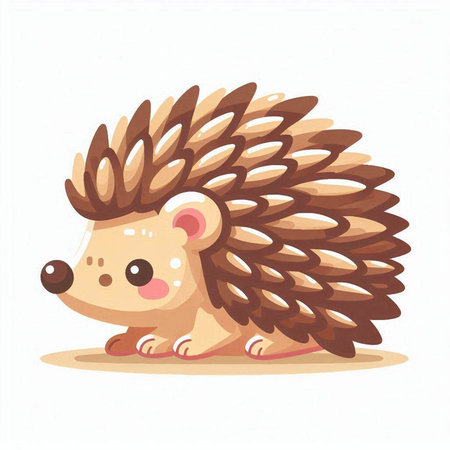 Cute cartoon hedgehog. Vector illustration isolated on white background.のイラスト素材