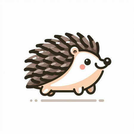 Cute cartoon hedgehog on a white background. Vector illustration.のイラスト素材