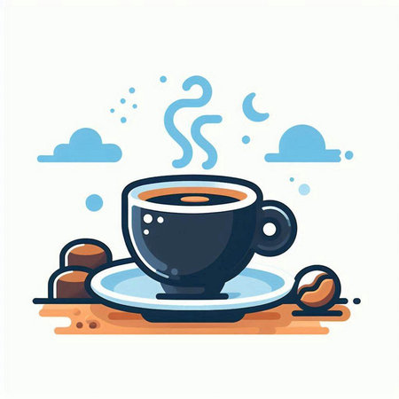 Coffee cup with steam. Hot drink. Vector illustration.のイラスト素材