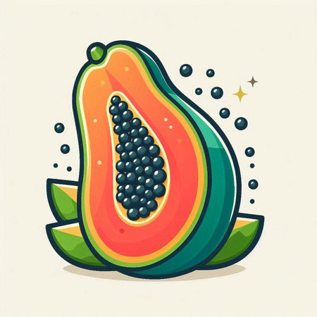 Papaya fruit vector illustration. Cartoon style. Vector illustration.のイラスト素材