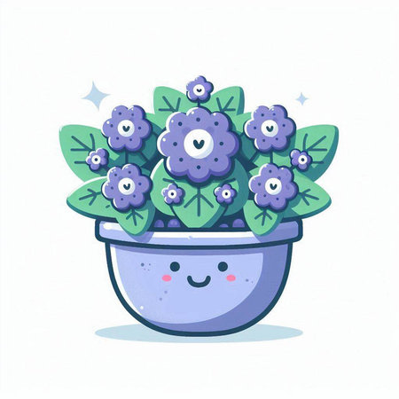 Cute blueberry plant in a pot. Vector illustration on white background.のイラスト素材