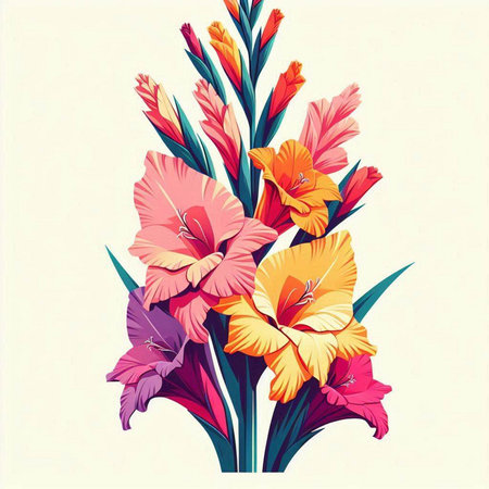 Gladiolus bouquet. Vector illustration for your design.のイラスト素材