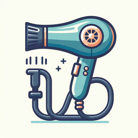 Hair dryer icon. Vector illustration in flat style. Hairdryer icon.のイラスト素材