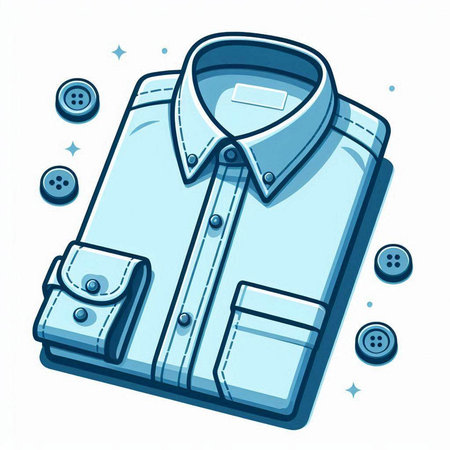 Vector illustration of a shirt with buttons and buttons on white background.のイラスト素材