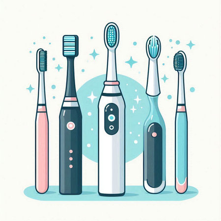 Toothbrushes in flat style. Vector illustration of dental tools.のイラスト素材
