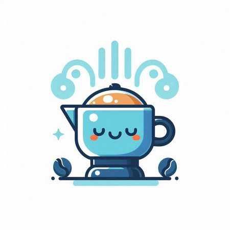 Cute kawaii tea pot. Vector illustration in flat style.のイラスト素材