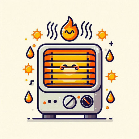 Illustration of a gas stove with a fire in it, vector illustrationのイラスト素材
