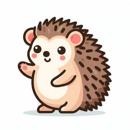Cute hedgehog isolated on white background. Vector cartoon illustration.のイラスト素材