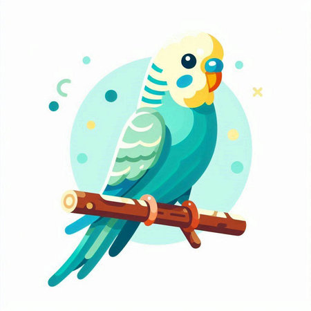 Cute parrot bird sitting on a branch. Vector illustration.のイラスト素材