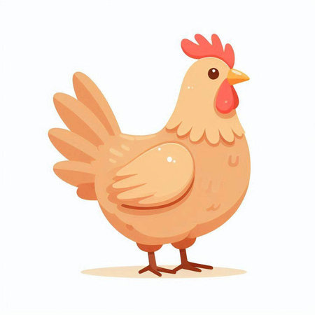 Cute chicken isolated on white background. Vector illustration in cartoon style.のイラスト素材