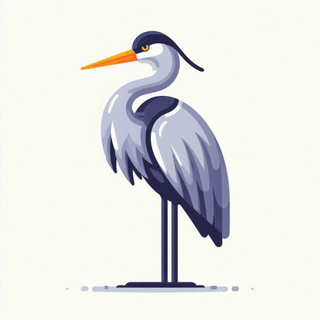 Vector illustration of a blue heron isolated on a white background.のイラスト素材