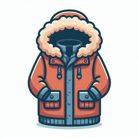 Vector illustration of Cartoon winter jacket. Isolated on white background.のイラスト素材
