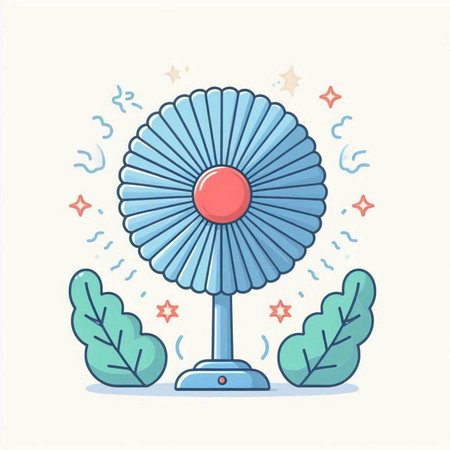 Cute hand drawn electric fan. Vector illustration in cartoon style.のイラスト素材