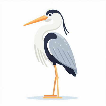 Cute stork on a white background. Vector illustration in flat style.のイラスト素材