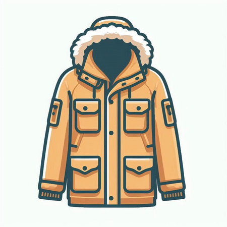 Winter jacket isolated on white background. Vector illustration in cartoon style.のイラスト素材