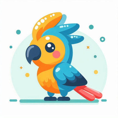 Cute cartoon parrot. Vector illustration in a flat style.のイラスト素材