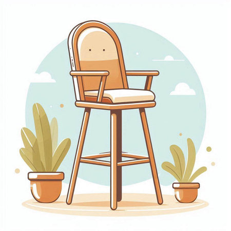 Illustration of an armchair in the garden. Vector illustration.のイラスト素材