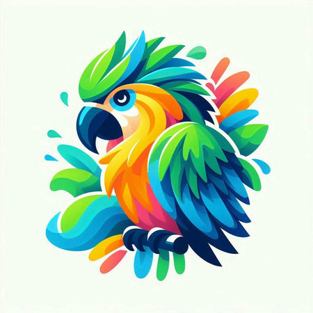 Colorful parrot in the form of a rainbow. Vector illustration.のイラスト素材