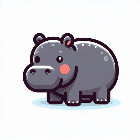 Cute hippopotamus. Vector illustration. Isolated on white background.のイラスト素材