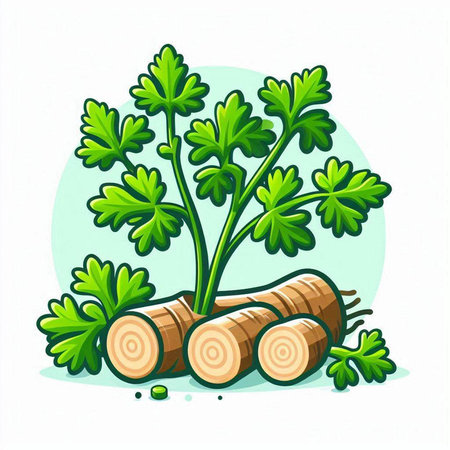 Illustration of parsley on a white background. Vector illustration.のイラスト素材
