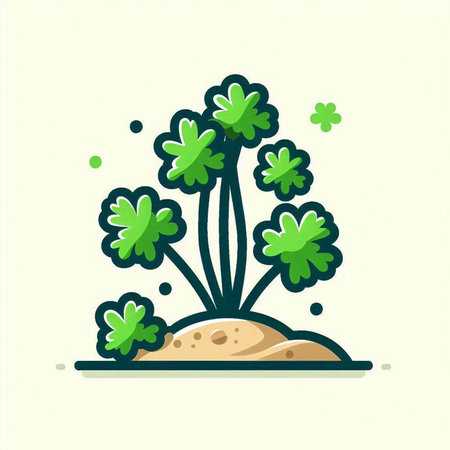 Cute hand drawn vector illustration of green plant in the soil.のイラスト素材