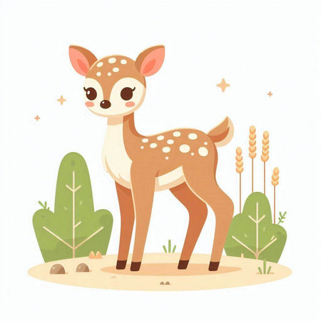 Cute little fawn. Vector illustration in flat cartoon style.のイラスト素材