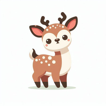 Cute little deer isolated on white background. Vector cartoon illustration.のイラスト素材
