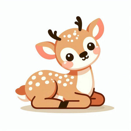 Cute little deer on a white background. Vector cartoon illustration.のイラスト素材