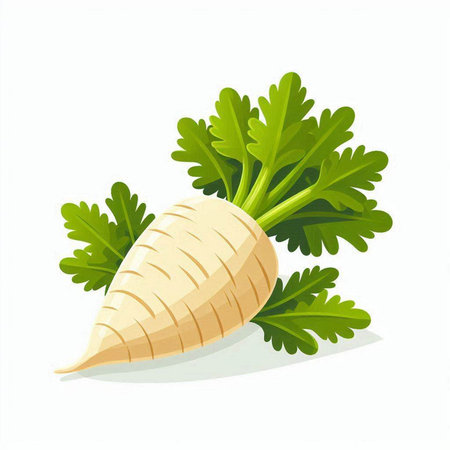 Daikon radish isolated on white background. Vector illustration.のイラスト素材