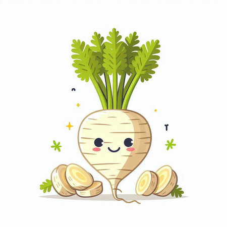 Cute kawaii radish. Vector cartoon character illustration.のイラスト素材