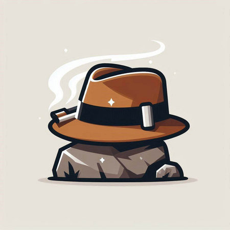 Illustration of a hat on a rock with smoke, vector illustrationのイラスト素材