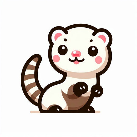 Cute cartoon raccoon isolated on white background. Vector illustration.のイラスト素材