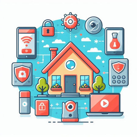 Smart home and internet of things concept. Vector illustration in flat styleのイラスト素材