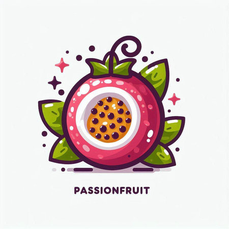 Passion fruit vector illustration. Isolated passion fruit icon on white background.のイラスト素材