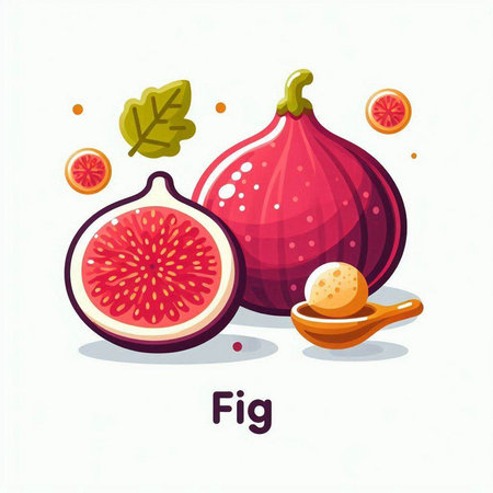 Figs and honey. Vector illustration in cartoon style on a white background.のイラスト素材