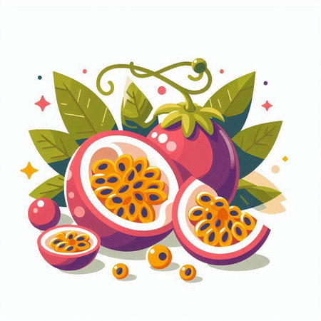 Passion fruit vector illustration. Isolated passion fruit on white background.のイラスト素材