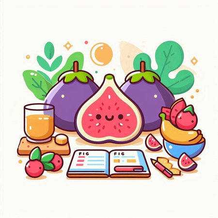 Fruit and berry healthy food. Vector illustration in cartoon style.のイラスト素材