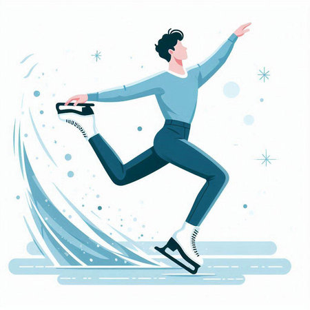 Figure skating. Winter sport. Vector illustration in flat cartoon style.のイラスト素材