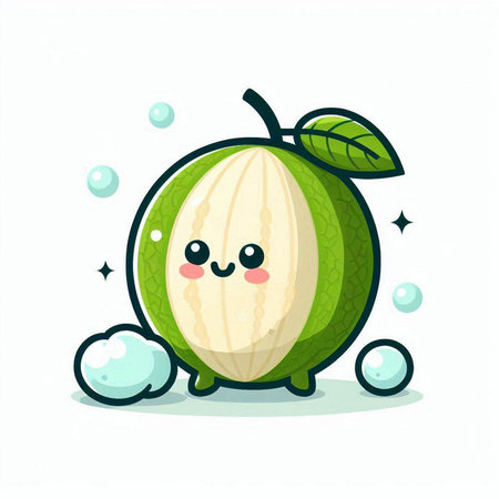 Cute watermelon character in cartoon style. Vector illustration isolated on white background.のイラスト素材