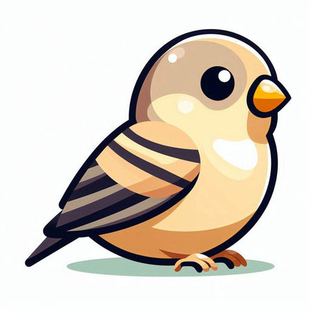 Vector illustration of cute little bird isolated on white background. Cartoon style.のイラスト素材