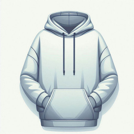 Vector illustration of a blank white hoodie on a white background.のイラスト素材