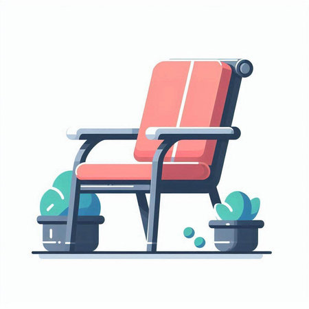 Armchair and flowerpot. Vector illustration in flat cartoon style.のイラスト素材