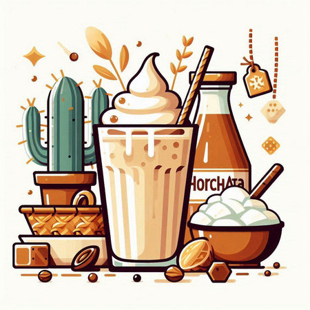Coffee and milk in glass. Vector illustration in vintage style.のイラスト素材